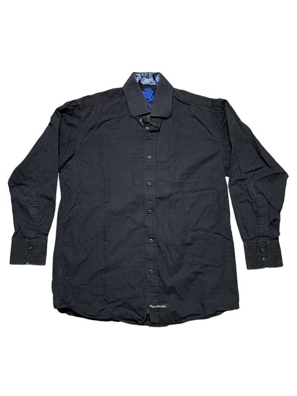 English Laundry Button Up Shirt Mens 16 32/33 Black Paisley Cuffs Long Sleeve
